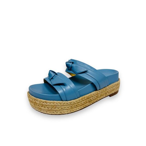 ALEXANDRE BIRMAN Blue Leather Knotted Clarita Platform Espadrille Slide EU 36.5 - Picture 2 of 9